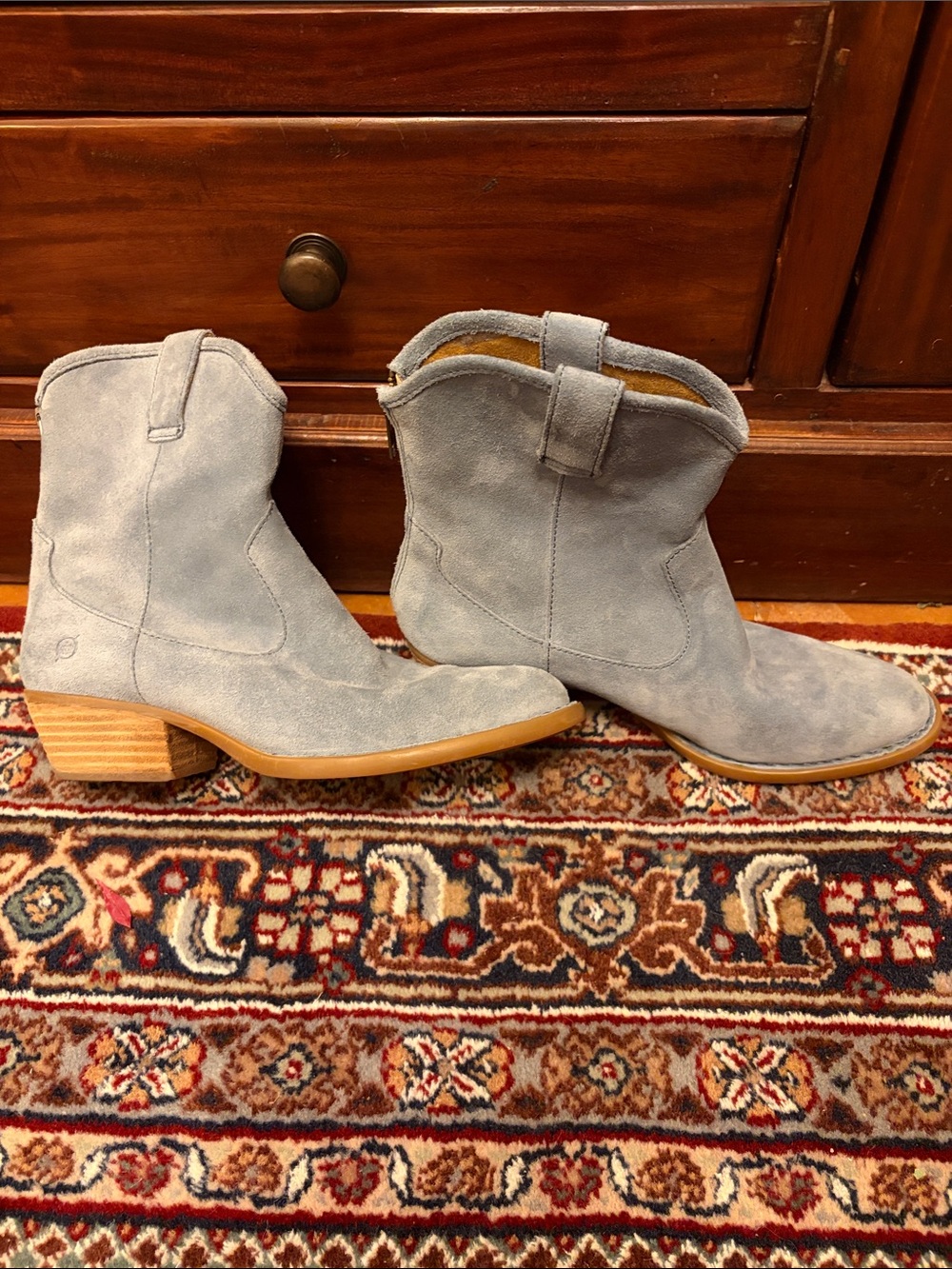 Born Light Blue Suede Western Ankle Boots - Picture 14 of 17